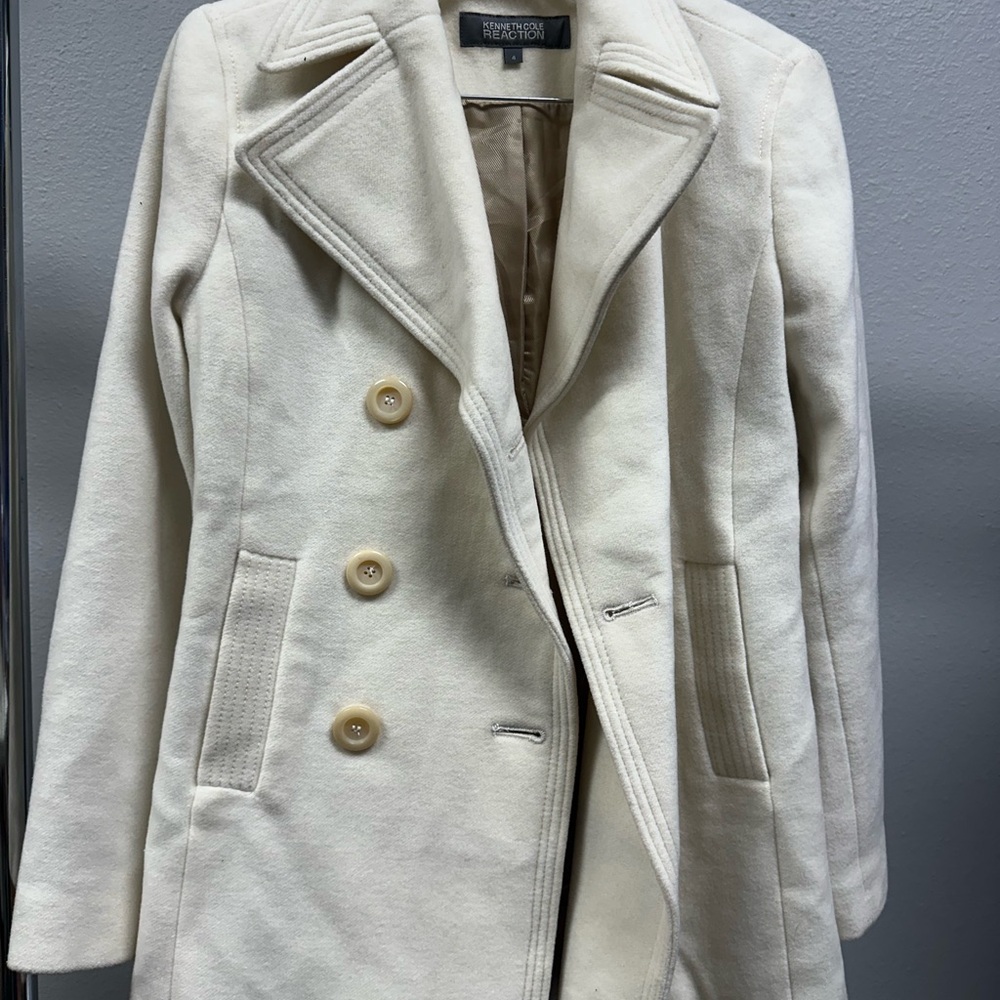 Kenneth Cole Reaction Cream Peacoat Timeless Wool Blend
